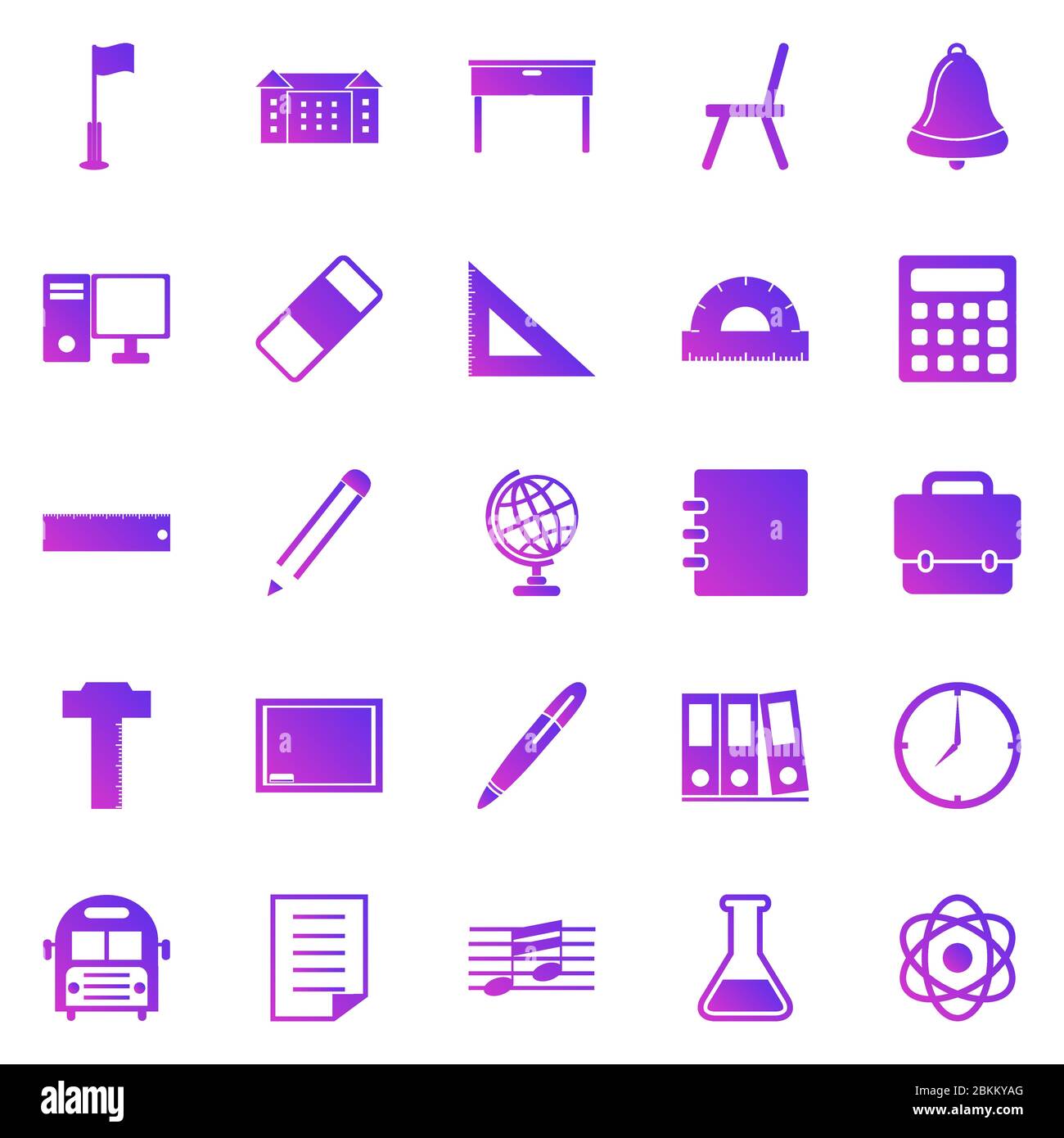 School gradient icons on white background, stock vector Stock Vector ...