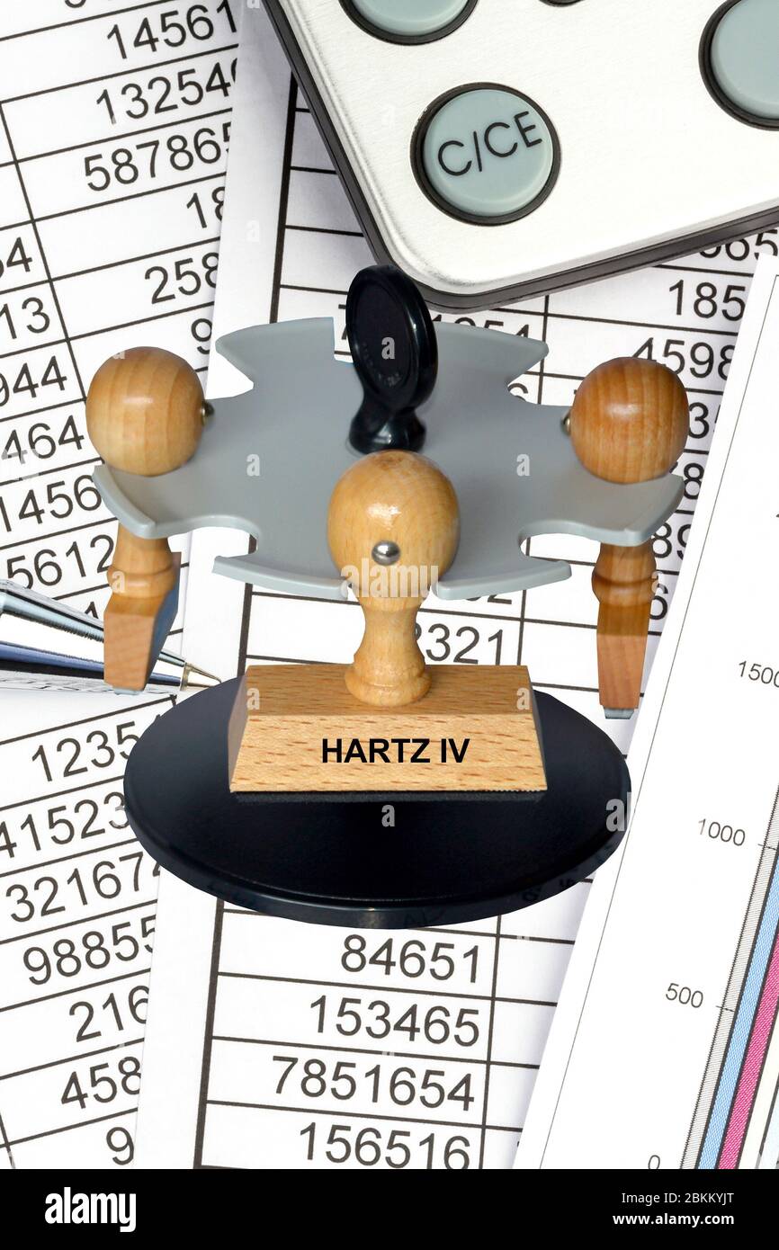 Stempel mit der Aufschrift: Hartz IV, Arbeitslos, Jobsuche, Stock Photo