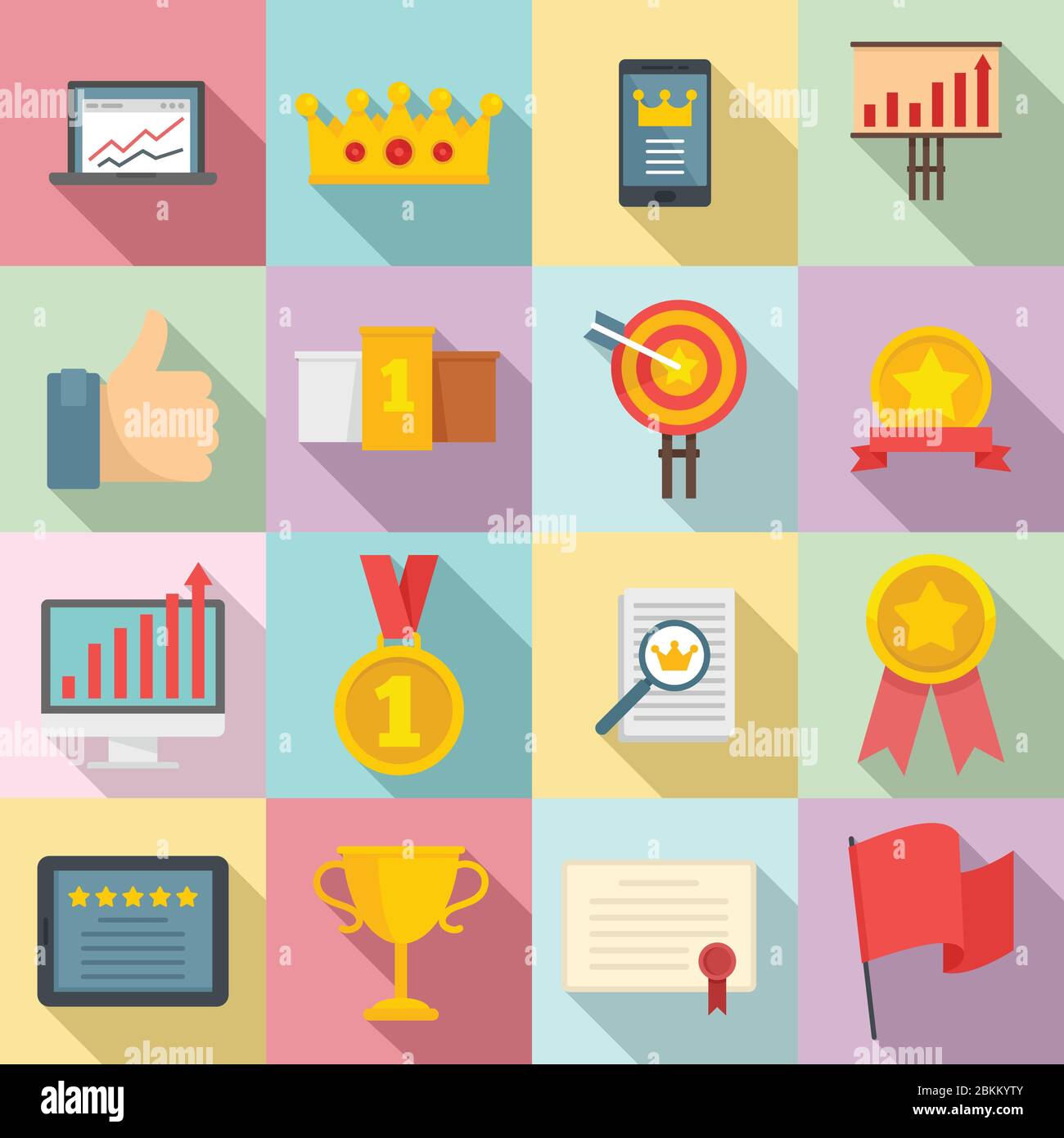 Excellence icons set. Flat set of excellence vector icons for web ...