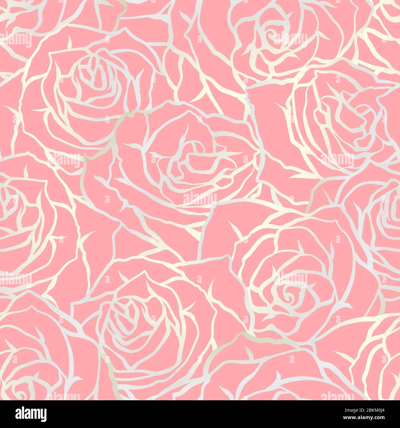 Seamless pattern with outline roses. Beautiful flowers and buds Stock ...