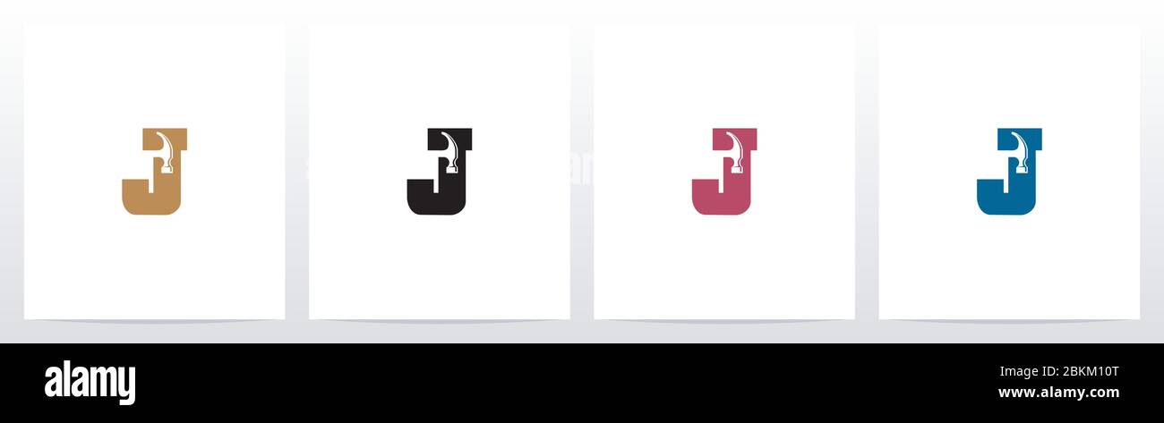 Hammer Tools On Letter Logo Design J Stock Vector