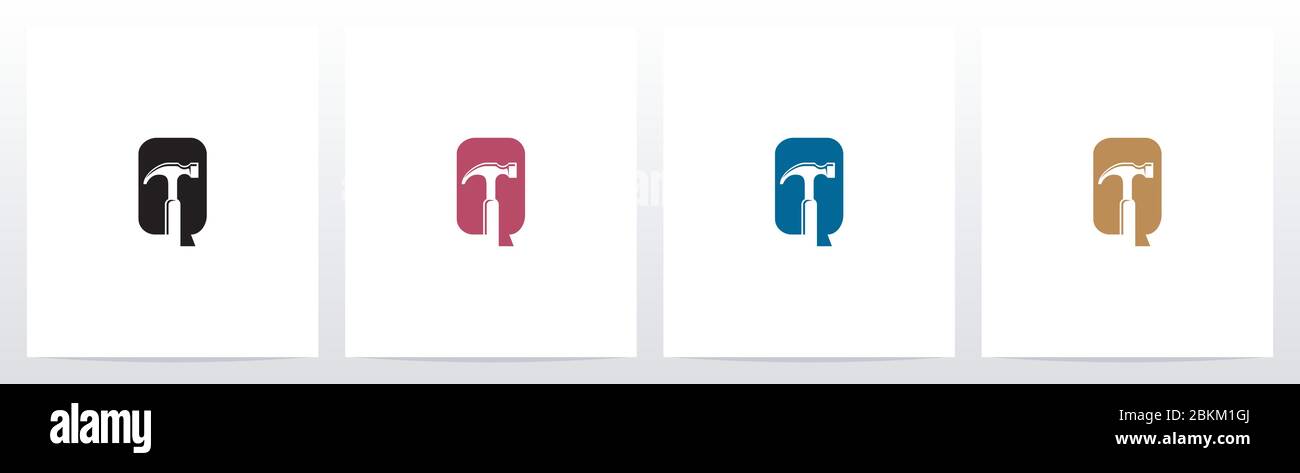 Hammer Tools On Letter Logo Design Q Stock Vector