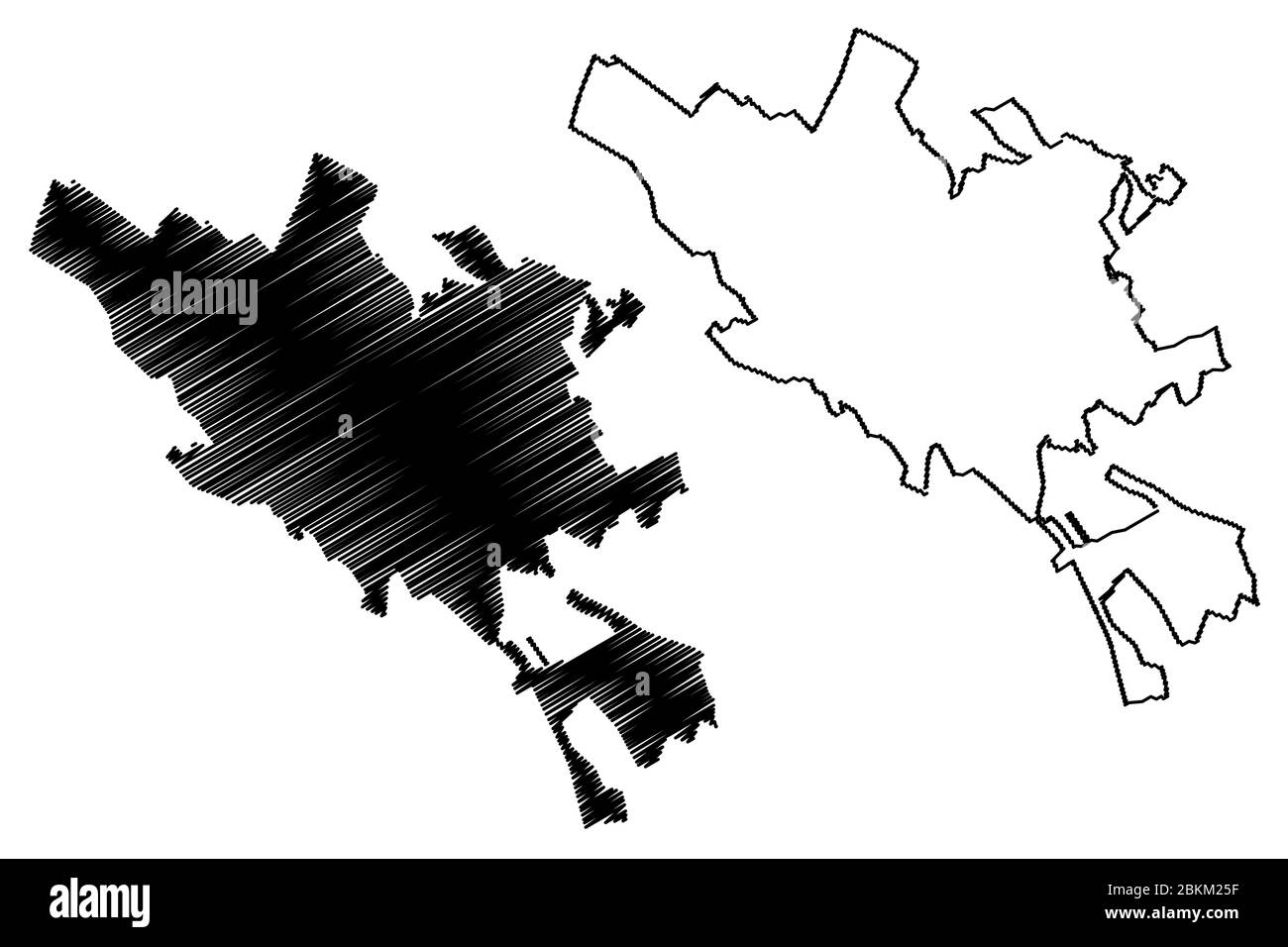 Botosani City (Republic of Romania) map vector illustration, scribble ...