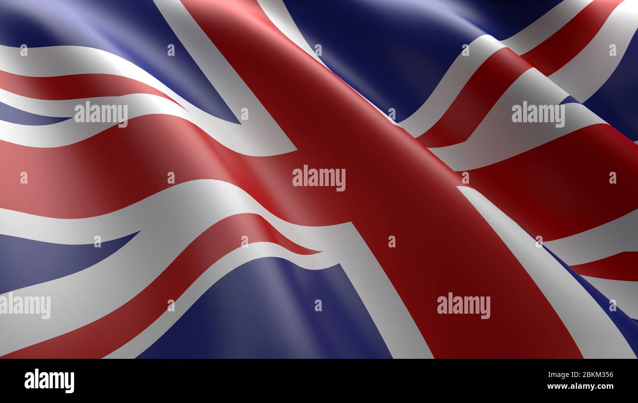 Wavy flag of Union Jack, United Kingdom flag Stock Photo