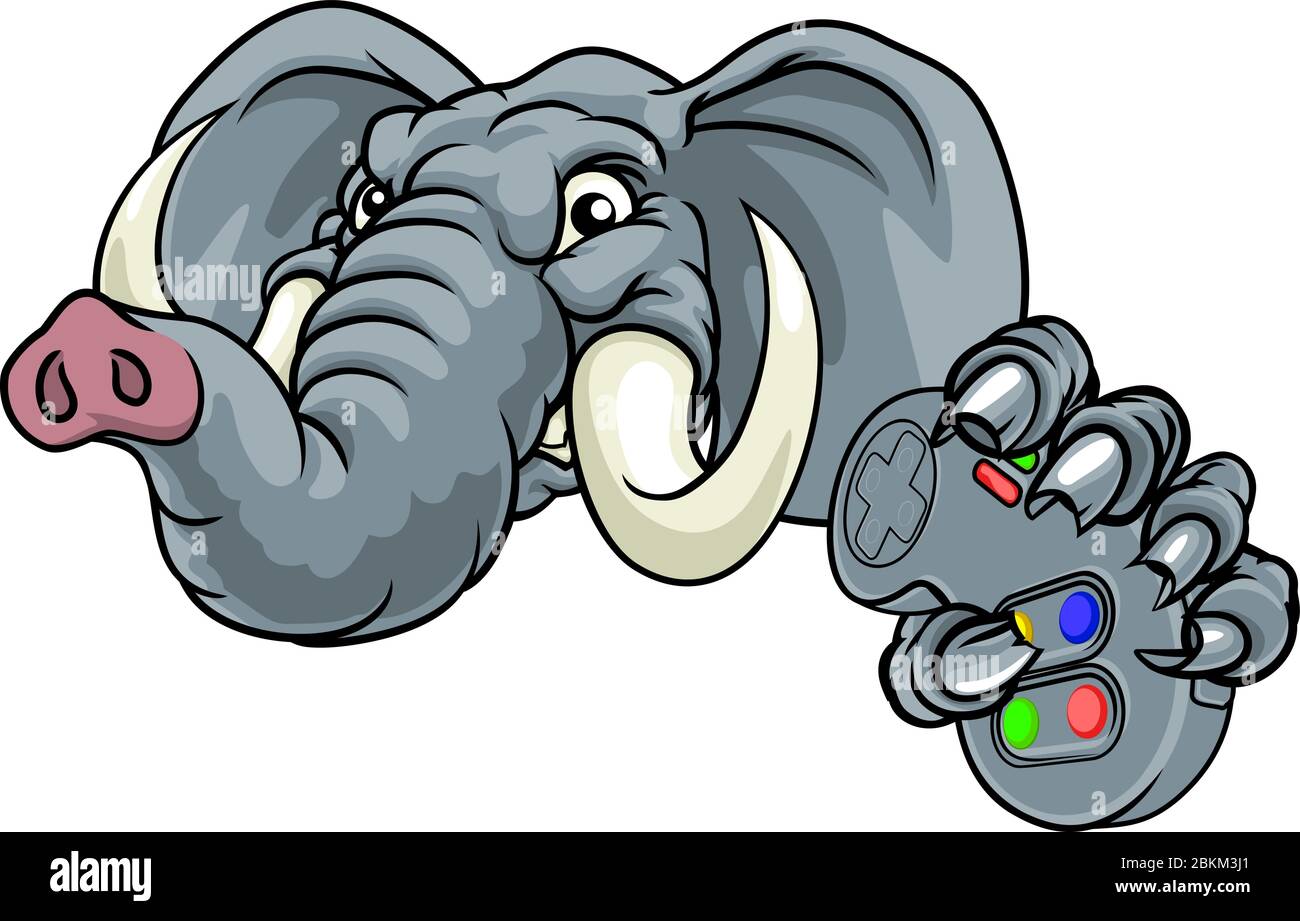 Elephant Video Games Controller Gamer Mascot Stock Vector Image & Art ...