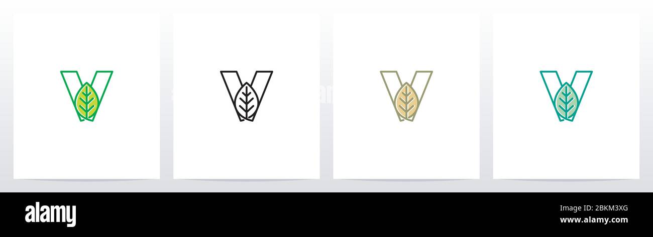 Leaf On Letter Logo Design V Stock Vector