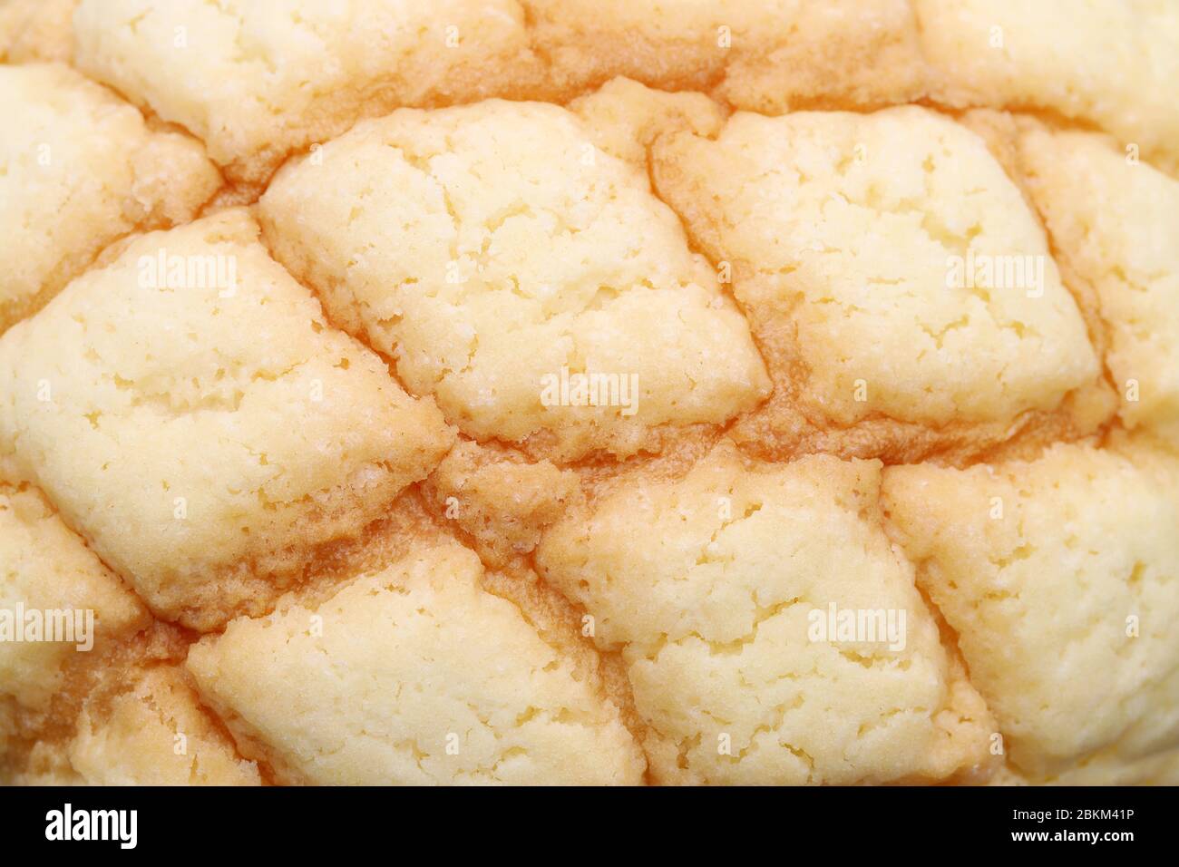 Close up of Japanese meronpan bread texture background Stock Photo