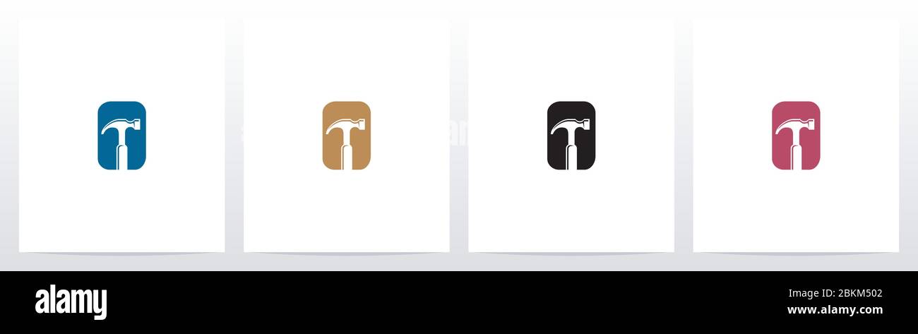 Hammer Tools On Letter Logo Design O Stock Vector