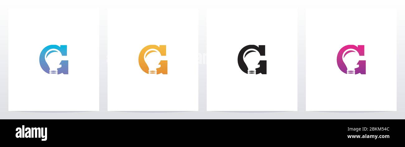 Lightbulb On Letter Logo Design G Stock Vector