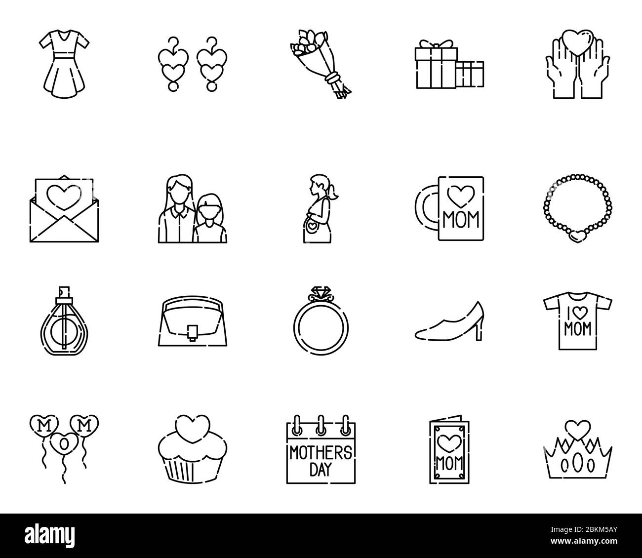 Collection of Mothers Day icons with Outline Style Stock Vector Image ...