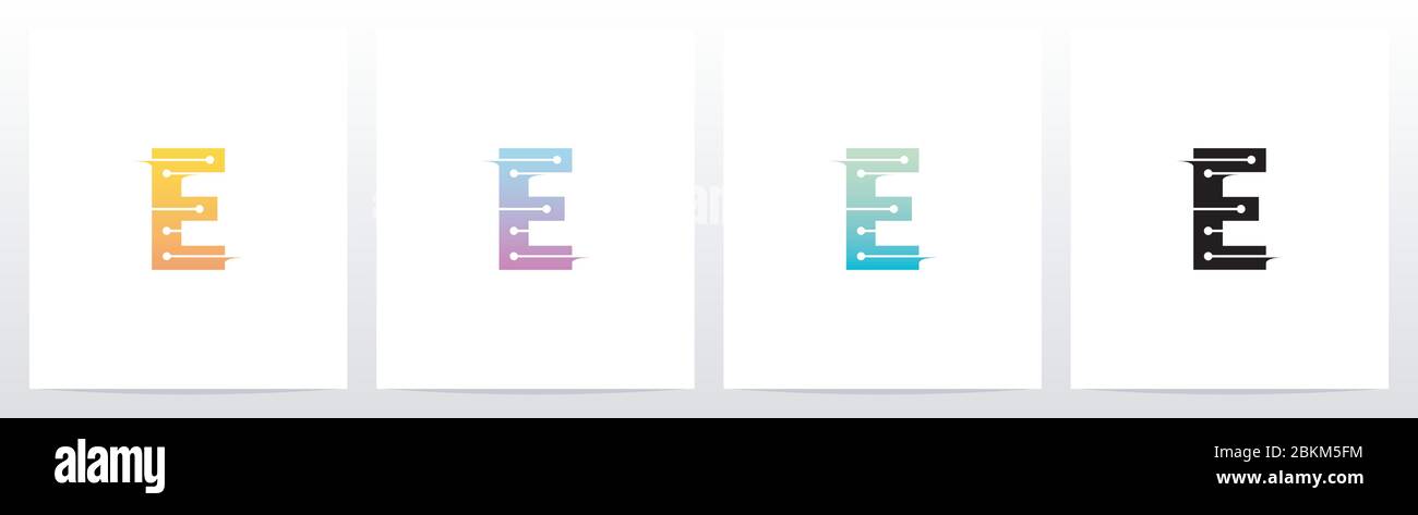 Horizontal Lines With Dots On Letter Logo Design E Stock Vector