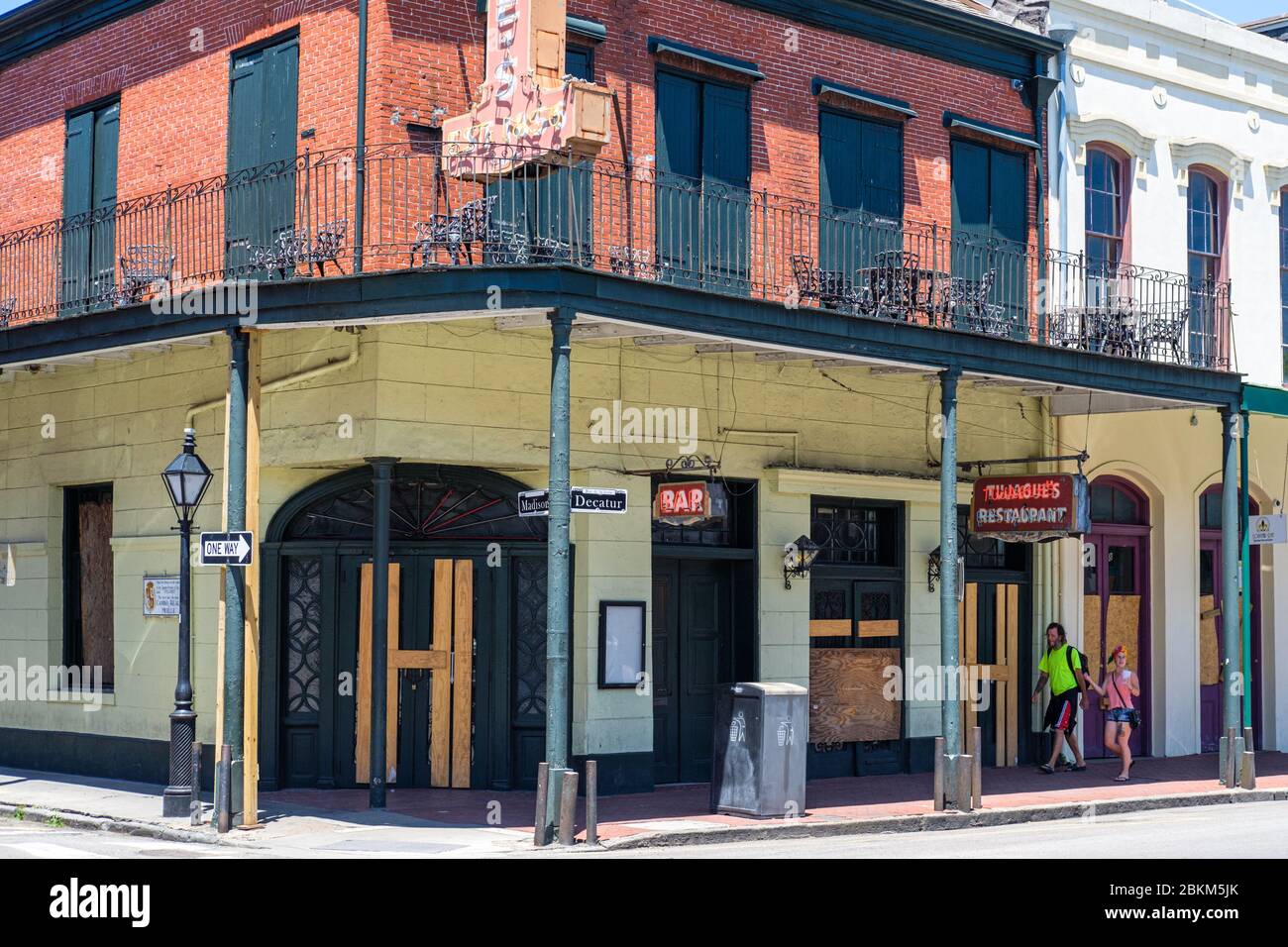 Tujague's Restaurant in the French Quarter closed and boarded up due to