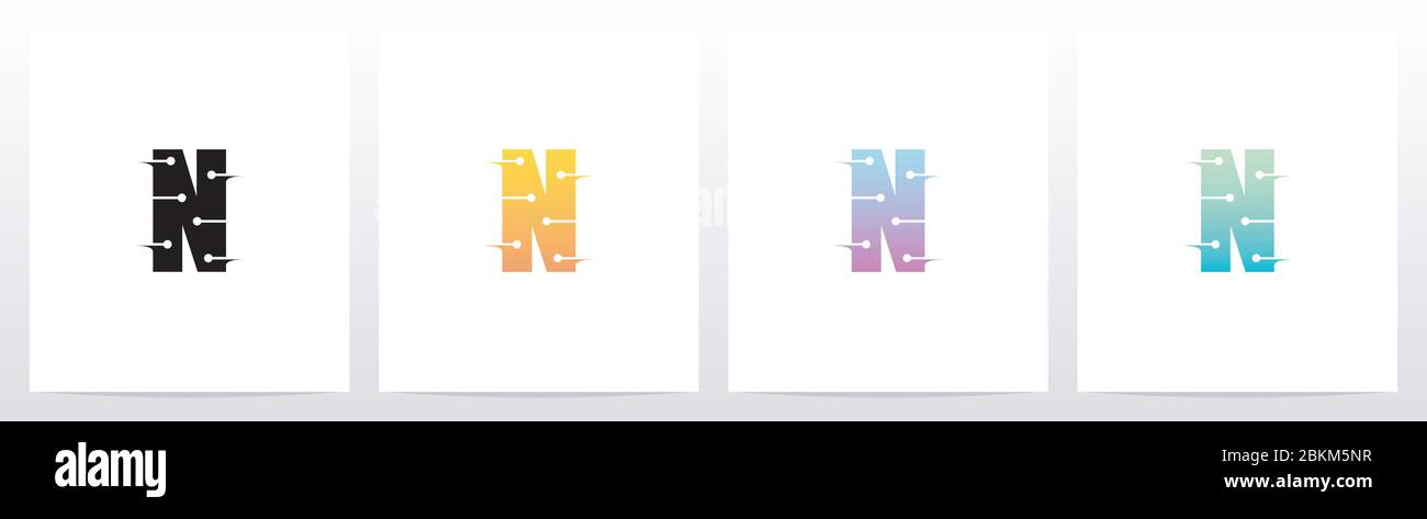 Horizontal Lines With Dots On Letter Logo Design N Stock Vector