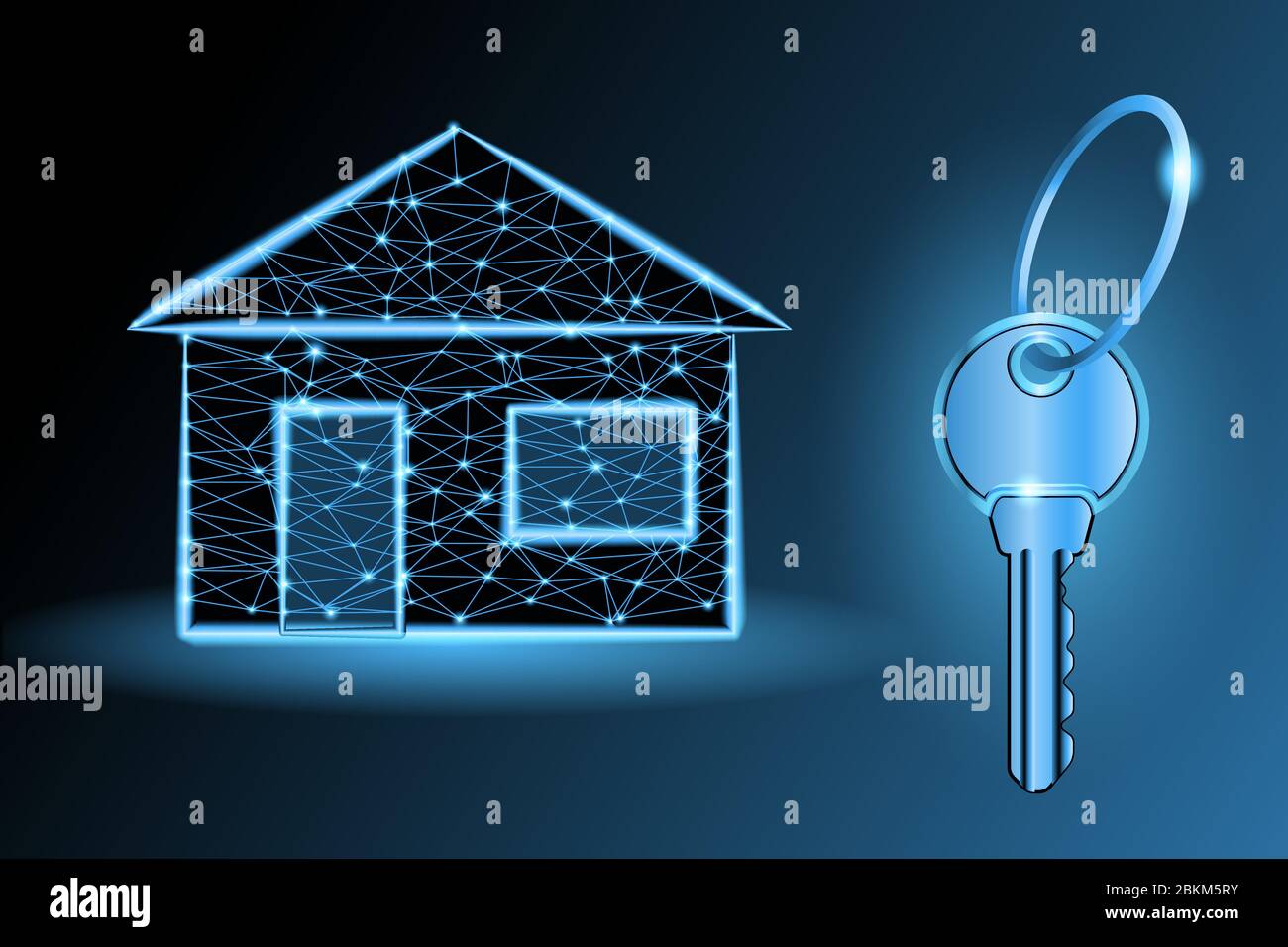 Key and small house - concept low poly vector illustration Stock Vector