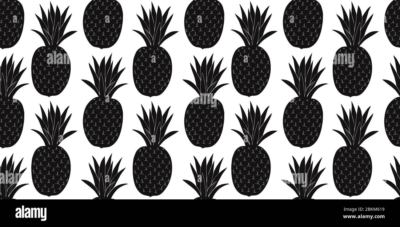 Pineapple seamless pattern. Hand drawn vector fruit illustration ...