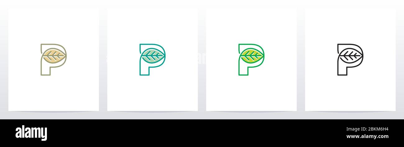 Leaf On Letter Logo Design Stock Vector