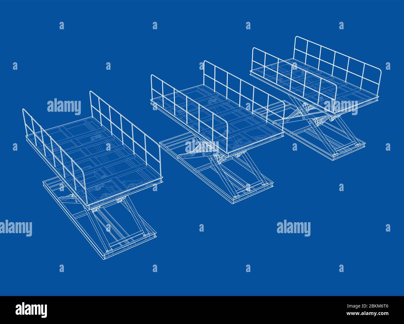 Scissors lift concept outline. Vector Stock Vector
