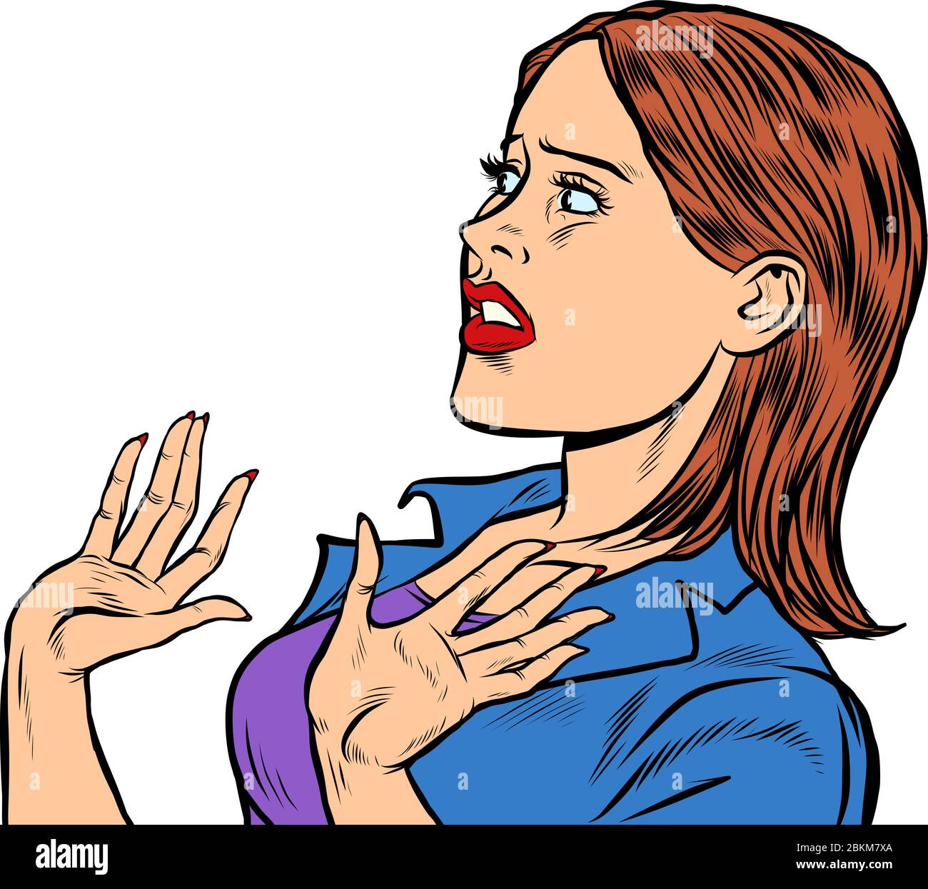 Woman scared emotions reaction Stock Vector