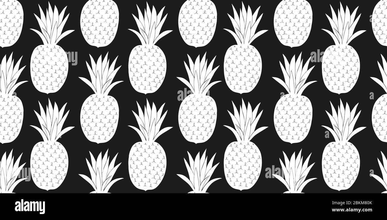 Pineapple seamless pattern. Hand drawn vector fruit illustration ...