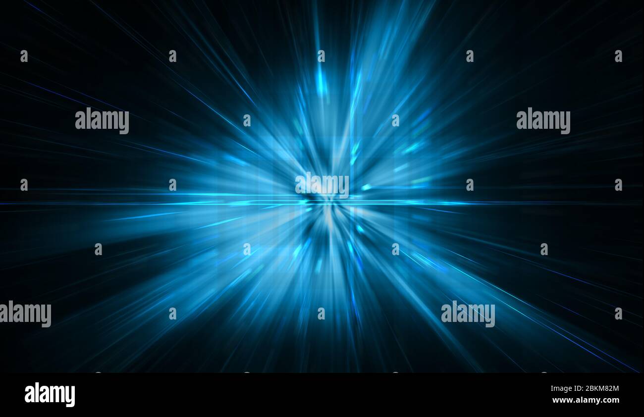 Blue Cyber abstract Star burst light explosion background Stock Photo