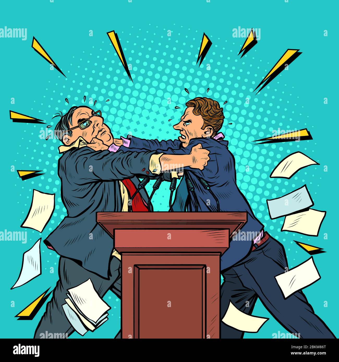 politicians fight, political debates Stock Vector