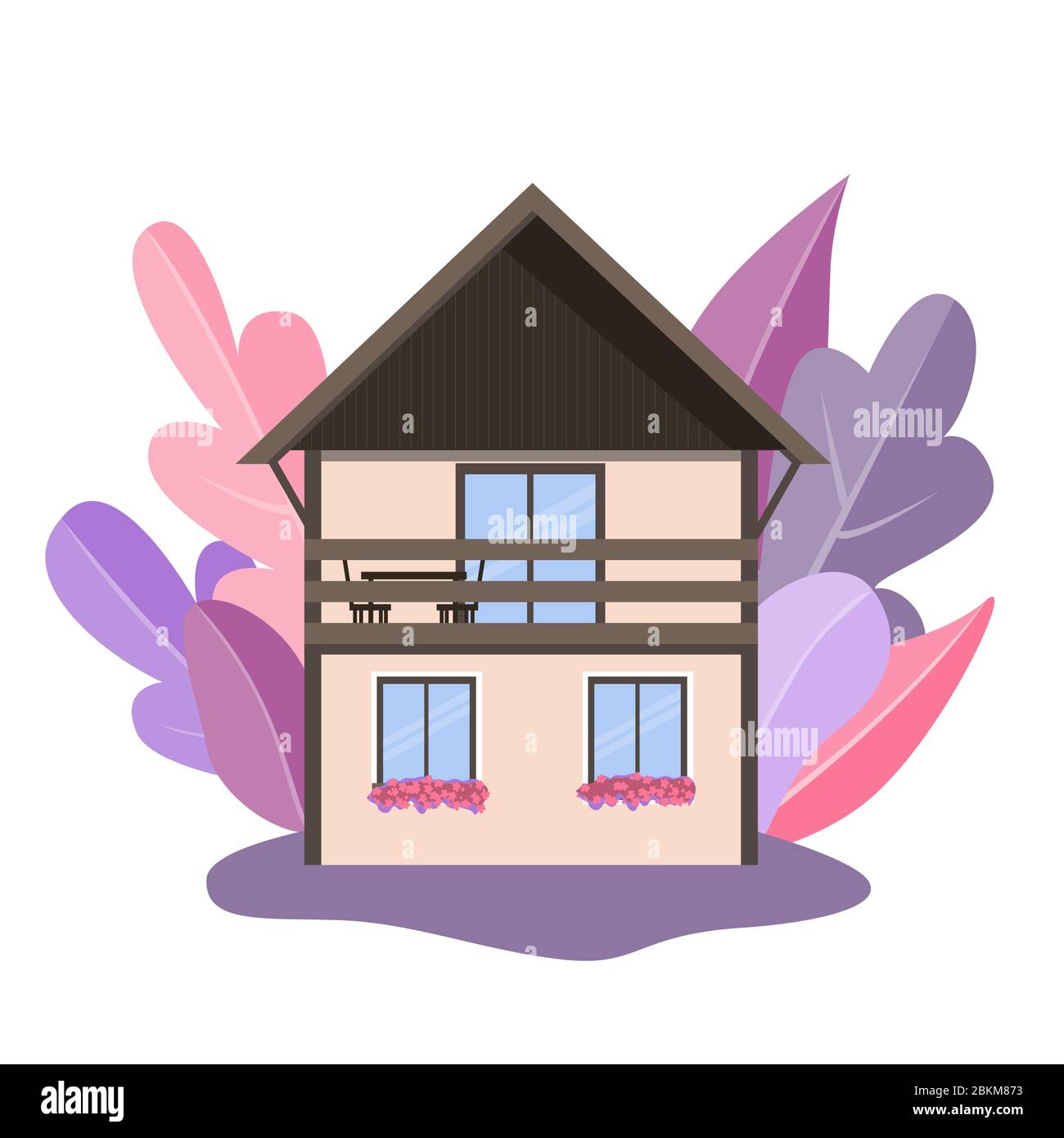 Vector of cozy detailed house icon isolated on white background. Modern flat illustration Stock Vector