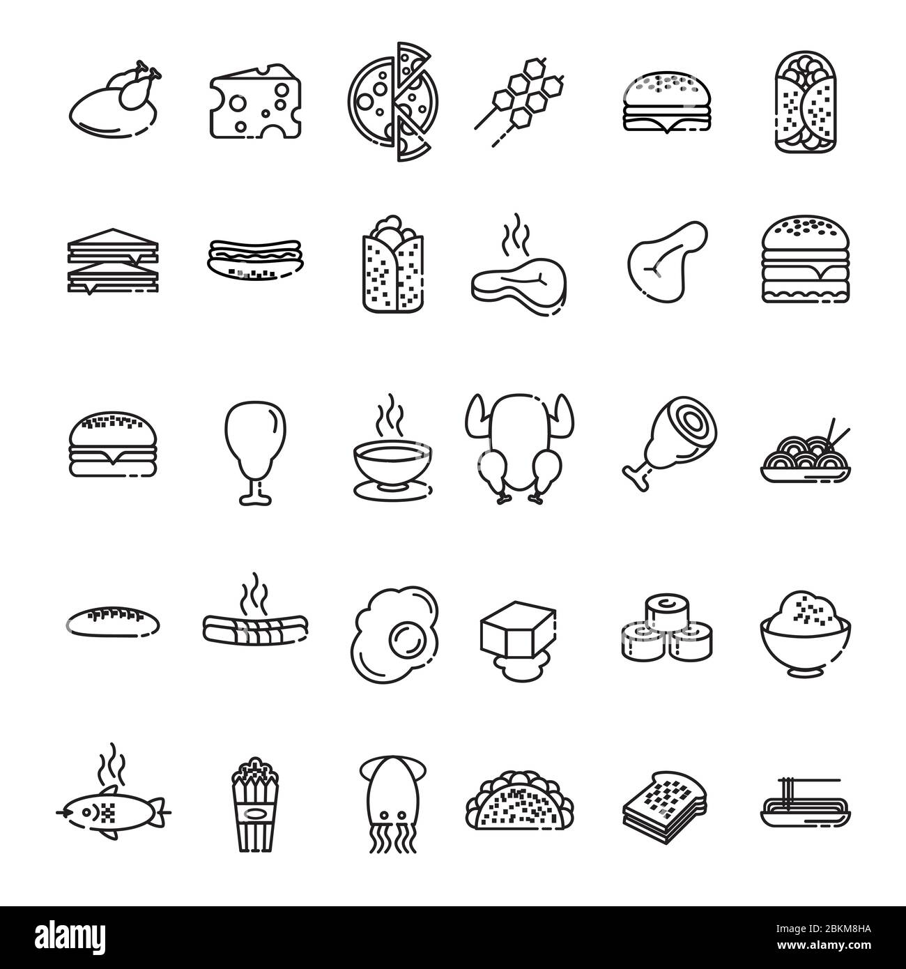 Food Icon Set Vector with outline style pixel perfect Stock Vector