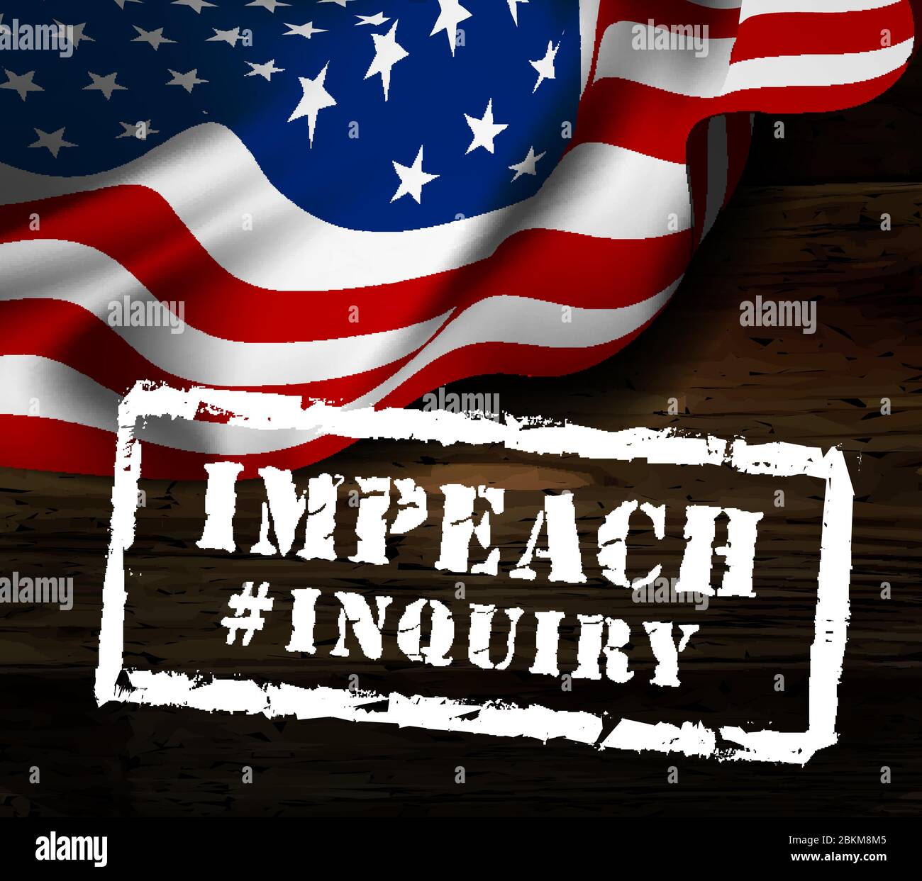 Impeachment stamp on american flag background. Vector Stock Vector