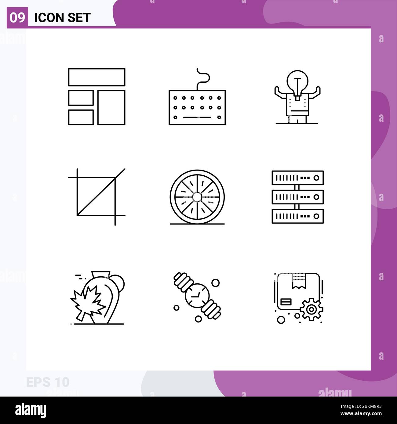 Set of 9 Modern UI Icons Symbols Signs for food, tool, improvement, symbols, crop Editable Vector Design Elements Stock Vector