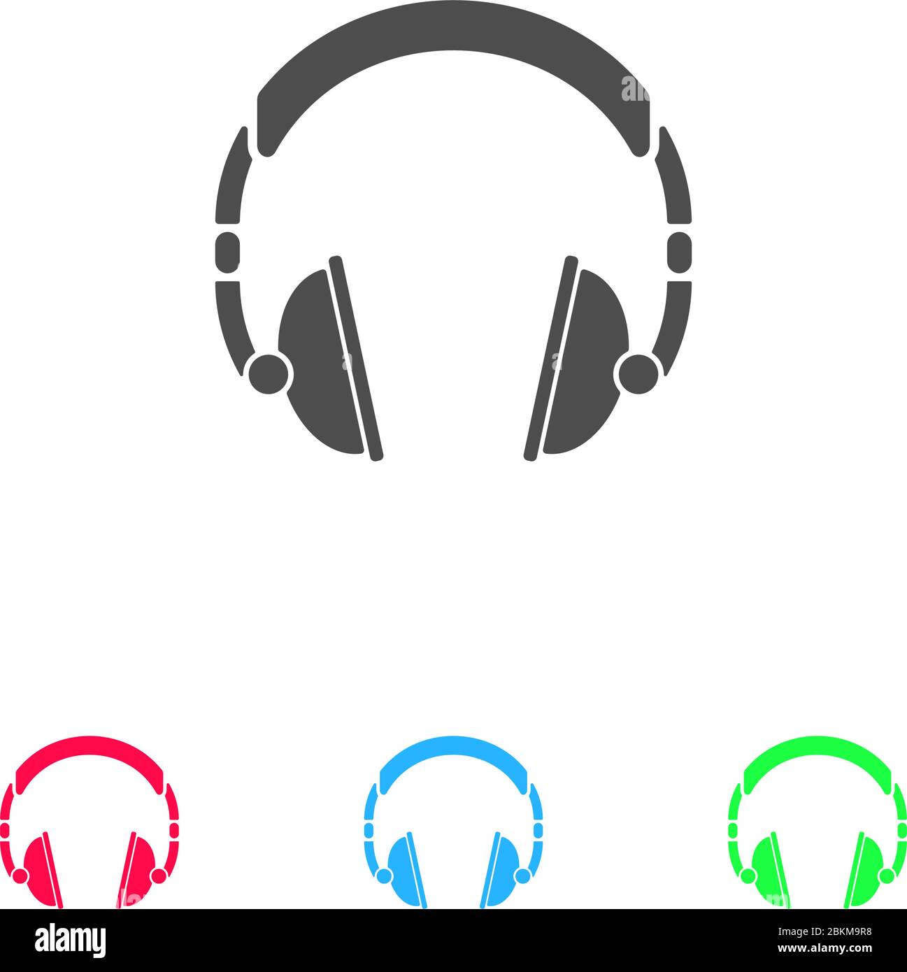 Headphone icon flat. Color pictogram on white background. Vector ...