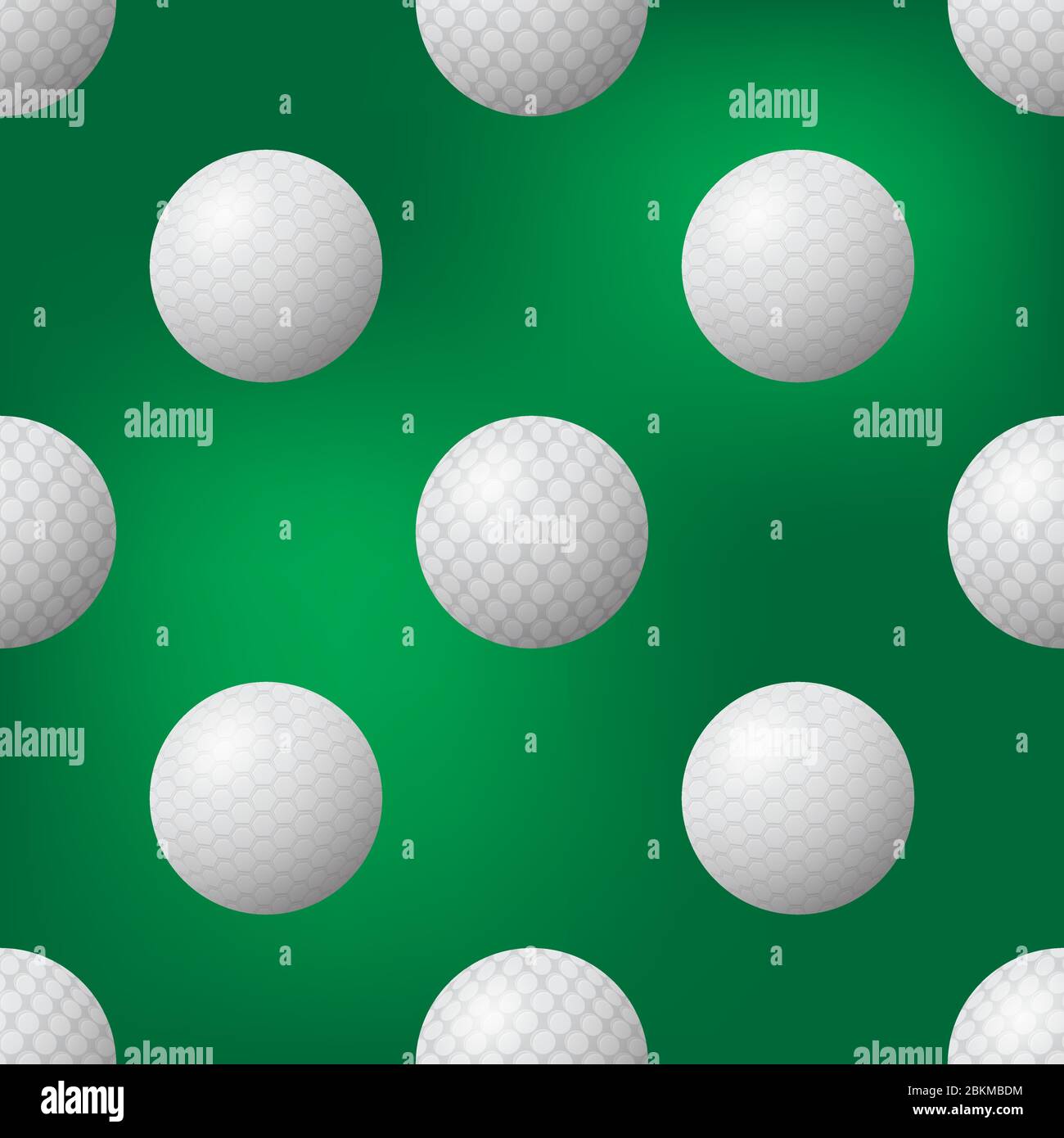 Realistic Golf Ball Icon Seamless Pattern on Blurred Green Background Stock Vector