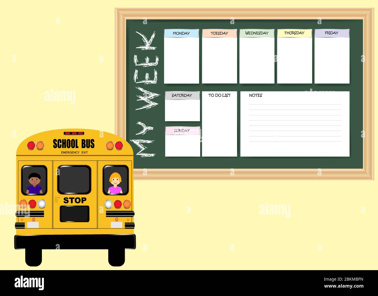 school-bus-weekly-planner-template-on-yellow-background-week-start-sunday-stock-vector-image-art-alamy