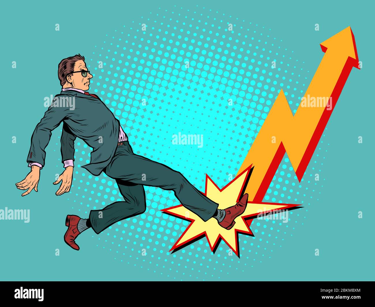 businessman chart up. success, economic growth Stock Vector