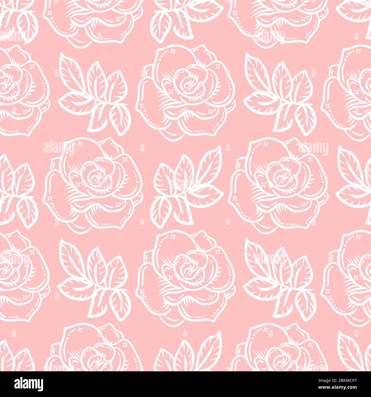 seamless pattern with roses in linear style Stock Vector