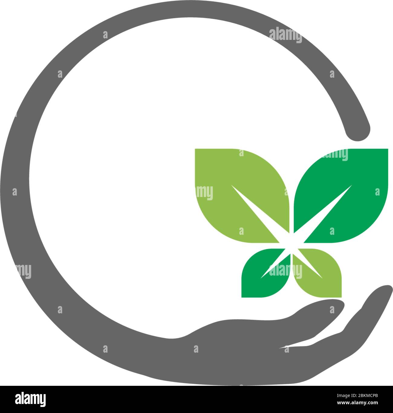 Hand green leaf logo icon illustration Stock Vector