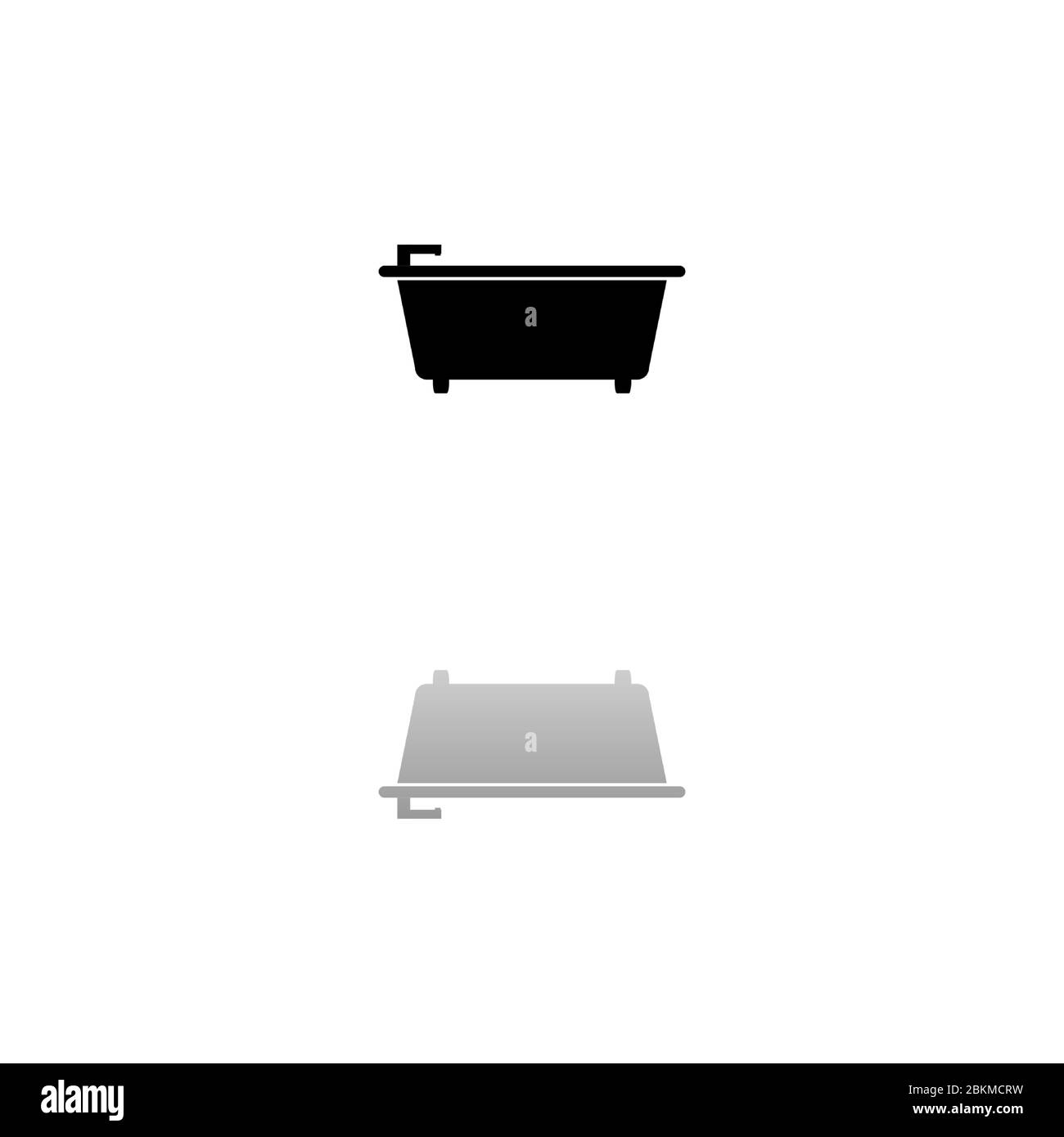 Bathtub. Black symbol on white background. Simple illustration. Flat Vector Icon. Mirror Reflection Shadow. Can be used in logo, web, mobile and UI UX Stock Vector