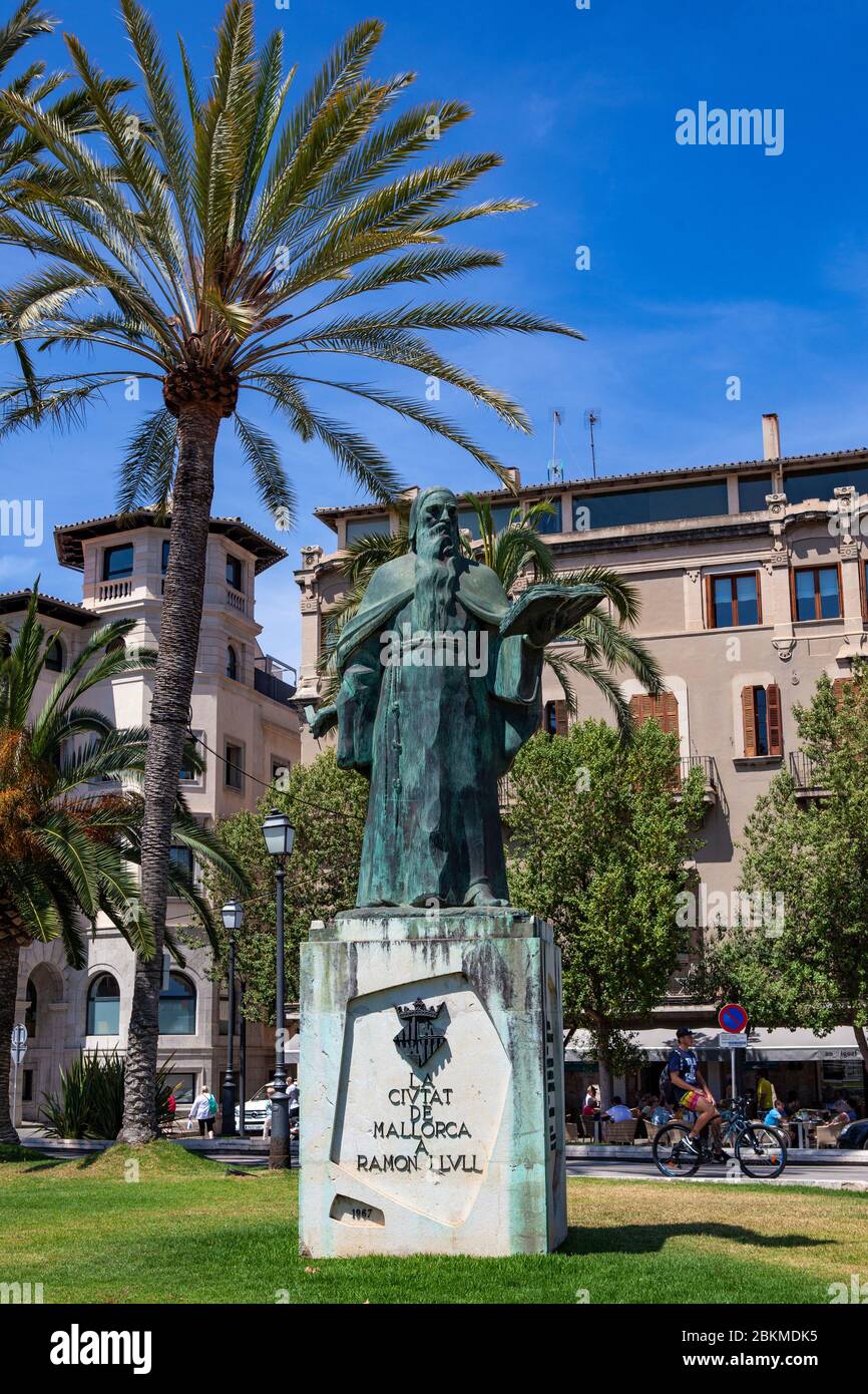 Statue of Ramon Llull, Palma de Mallorca, Balearic Islands, Spain Stock Photo