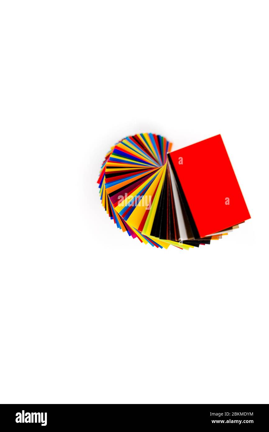 spiral Stack of different colours Cast Acrylic Sheet on white ...