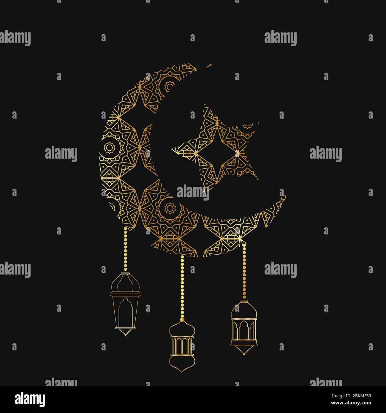 Islamic symbol with golden color. illustration with arabic golden and ...