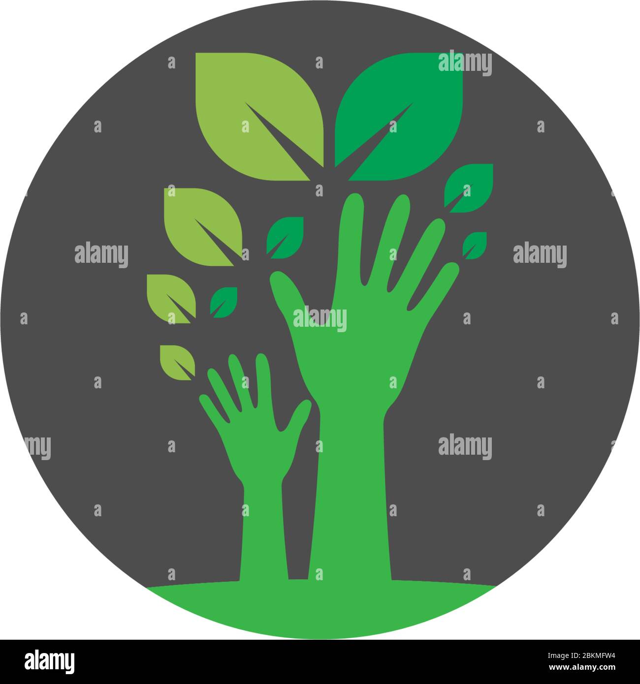 Hand green leaf logo icon illustration Stock Vector Image & Art - Alamy