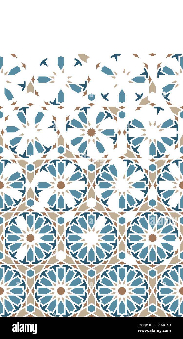 Islamic,arabic mosaic vector wallpaper, border, pattern, decor. Geometric halftone border with color islamic disintegration Stock Vector