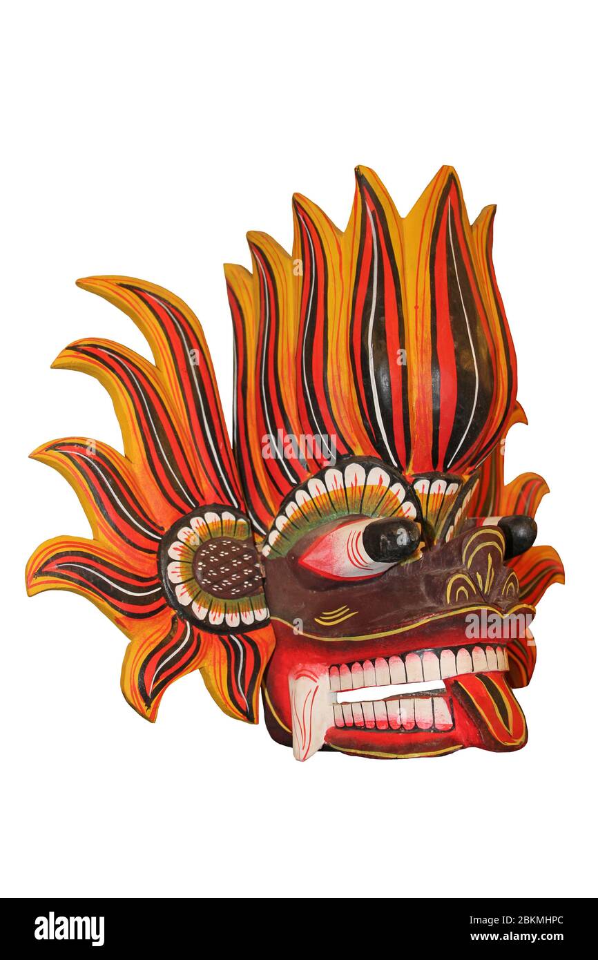 Fire Devil mask, Gini Raksha, Sri Lanka Stock Photo