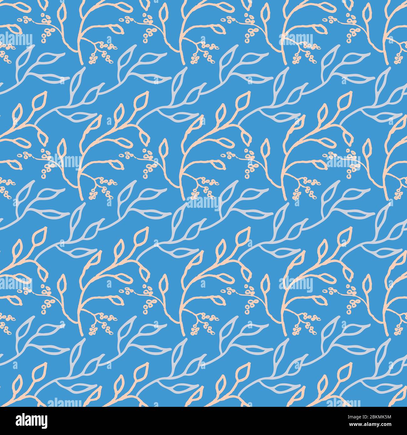 hand drawn branches seamless vector blue pattern Stock Vector Image ...