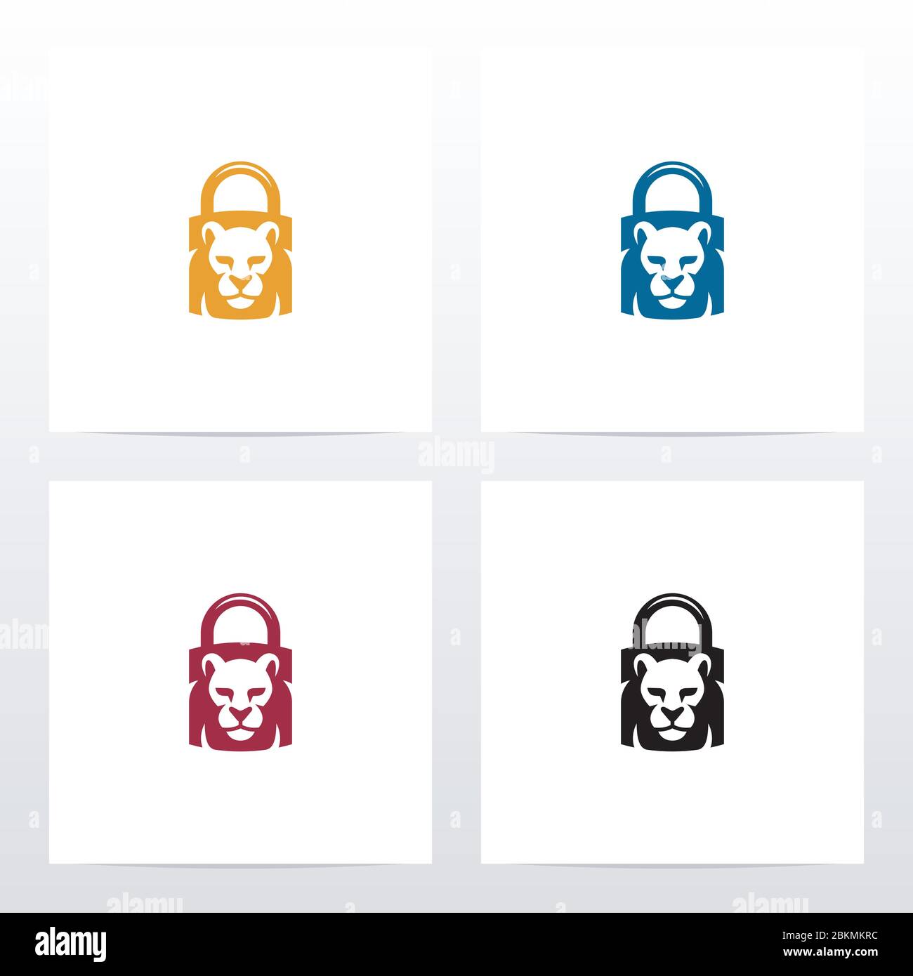 Lion On A Padlock Logo Design Stock Vector