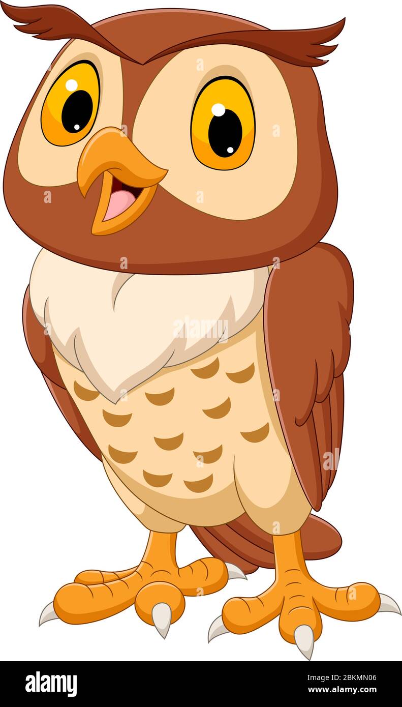 Cartoon funny owl isolated on white background Stock Vector Image & Art ...