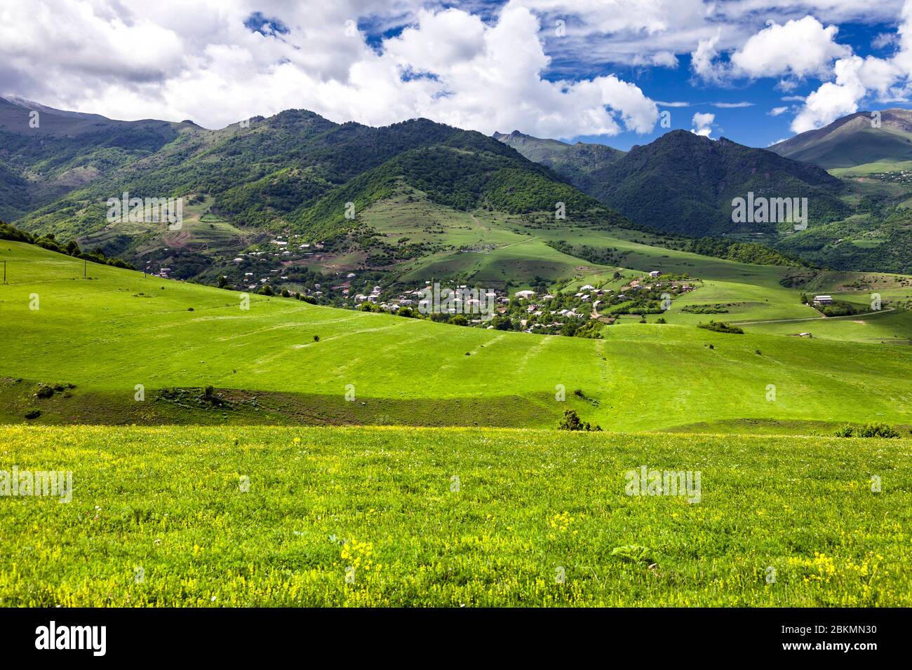 New green plateau of Debed canyon, near Odzun Church, Odzun, Lori Province, Armenia, Caucasus, Asia Stock Photo