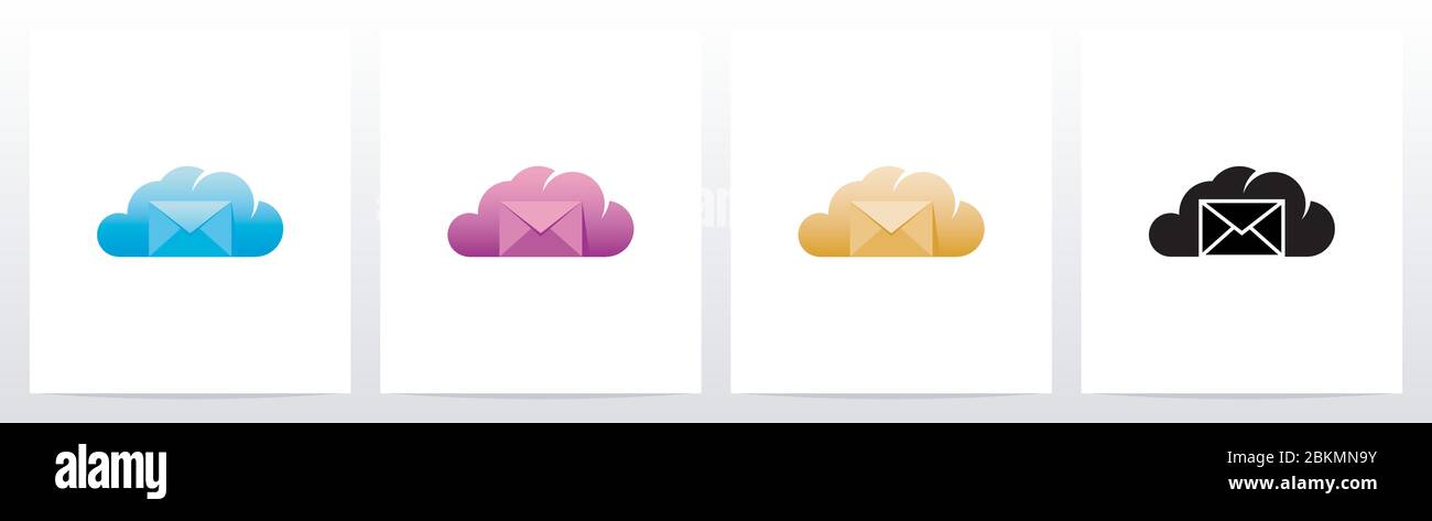 Mail And Clouds Logo Design Stock Vector