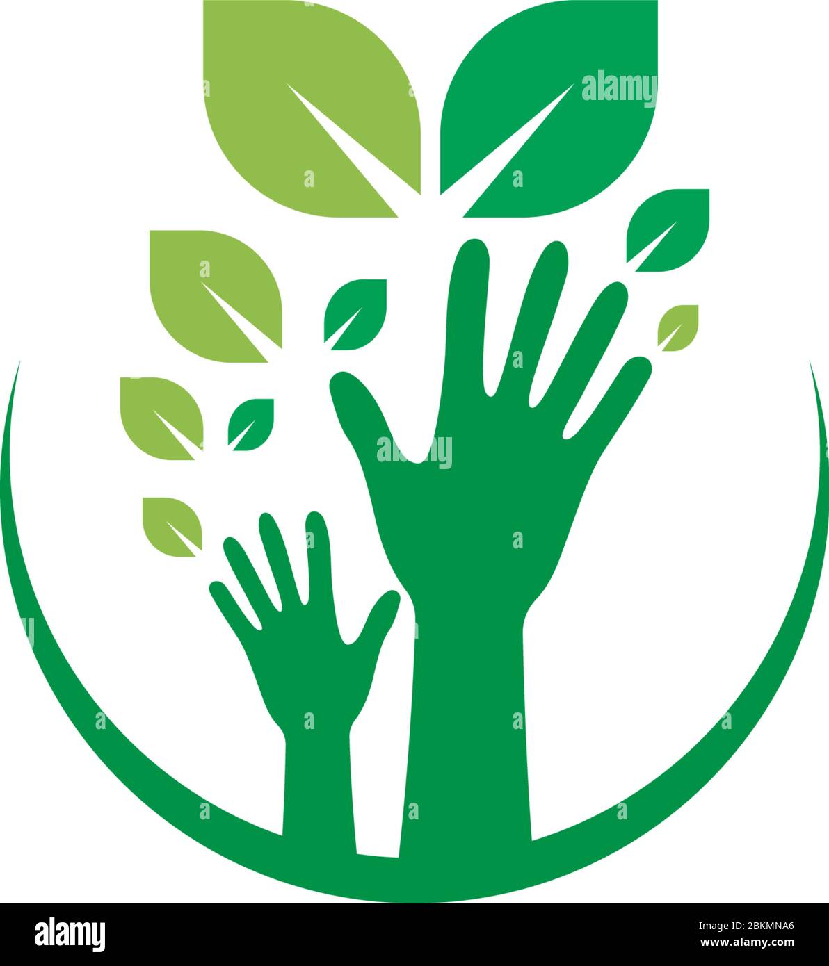 Hand green leaf logo icon illustration Stock Vector