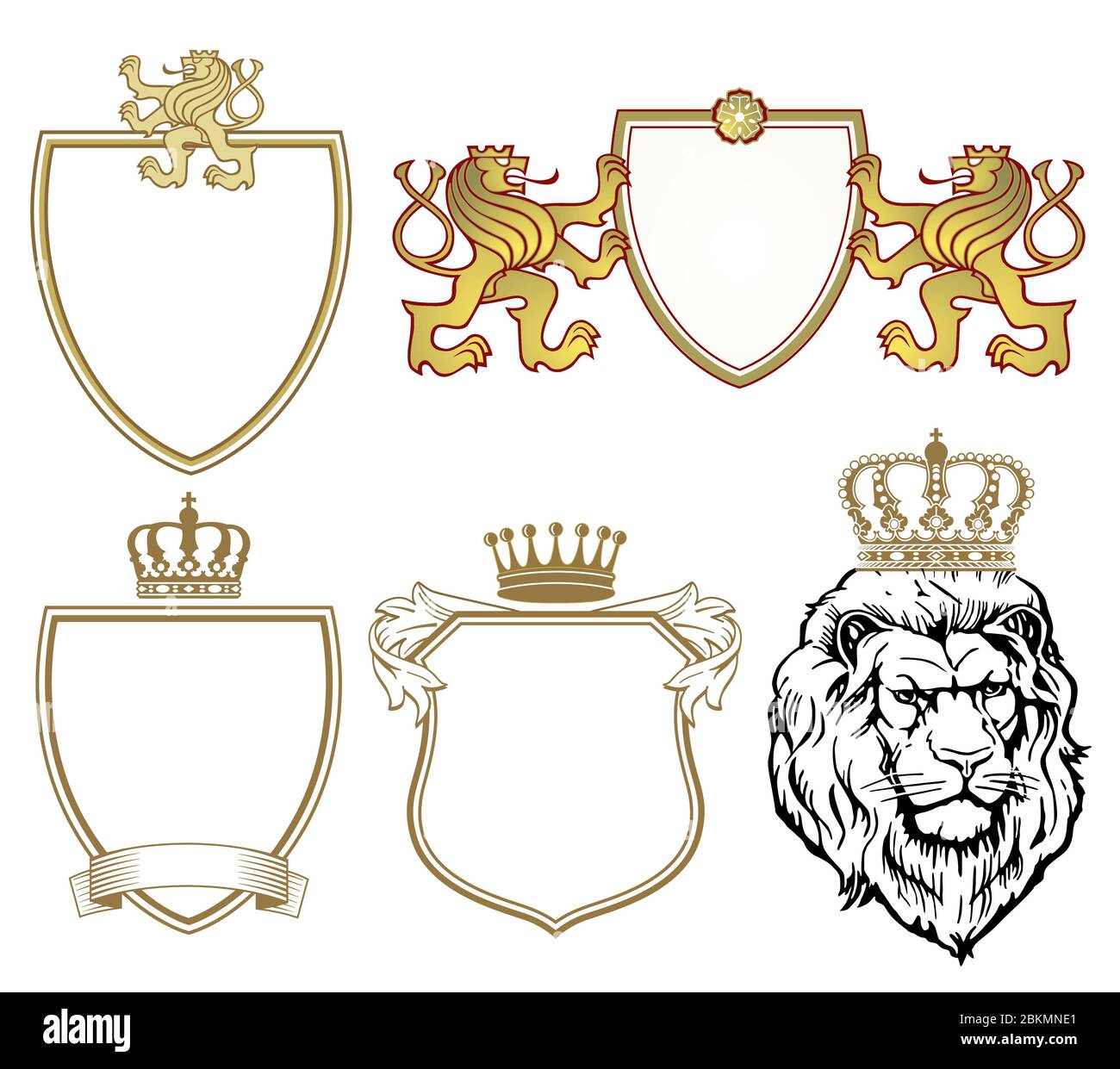 Coat of arms with lions and crowns Stock Vector