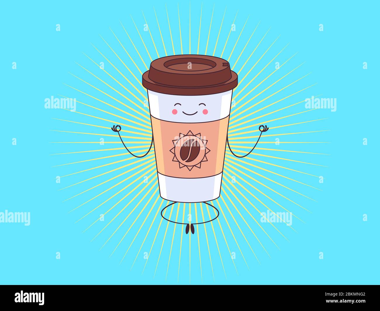 https://c8.alamy.com/comp/2BKMNG2/morning-meditation-with-coffee-cup-cartoon-cute-character-and-mascot-for-cafeteria-coffee-to-go-latte-cappuccino-americano-espresso-yoga-levit-2BKMNG2.jpg